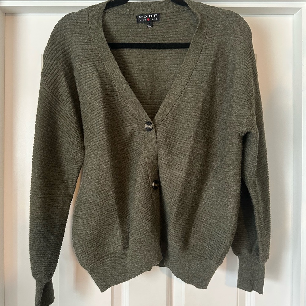 Large green cardigan